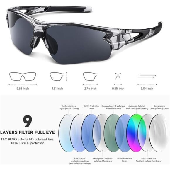 Polarized Sports Sunglasses for Men Women Youth Baseball Fishing - Picture 3 of 6